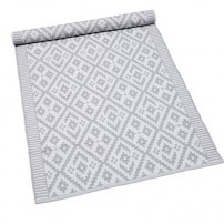 Teppich Delsbo gerippt-Baumwolle-Grau und Weiß-70x160 cm-35.00